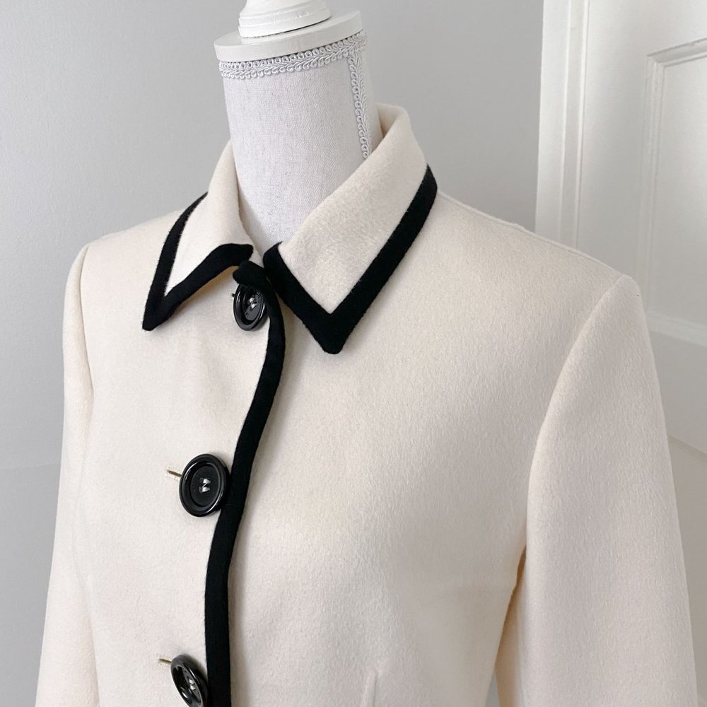 Michael Kors Colorblock Jacket Size 6 White Cream Wool Angora Made In Italy - Picture 3 of 11